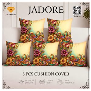 Jadore Diamond 5 Pcs Premium Digital Printed Cushion Cover Set