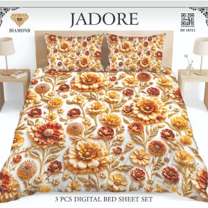 Jadore Diamond 3 Pcs Digital King Size Bed Sheet Set.