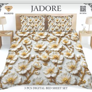 Jadore Diamond 3 Pcs Digital King Size Bed Sheet Set.