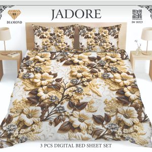 Jadore Diamond 3 Pcs Digital King Size Bed Sheet Set.