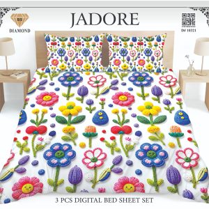 Jadore Diamond 3 Pcs Digital King Size Bed Sheet Set.