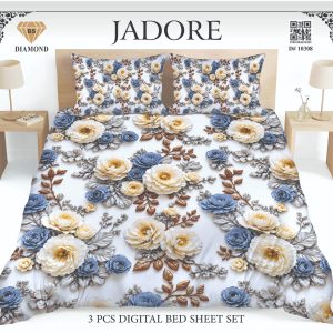Jadore Diamond 3 Pcs Digital King Size Bed Sheet Set.