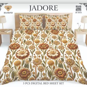 Jadore Diamond 3 Pcs Digital King Size Bed Sheet Set.