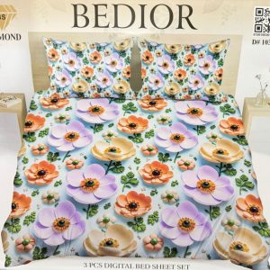 Diamond Crystal 3D Digital Printed King Size Bed Sheet