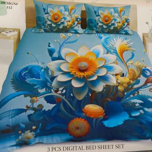 Diamond Crystal 3D Digital Printed King Size Bed Sheet