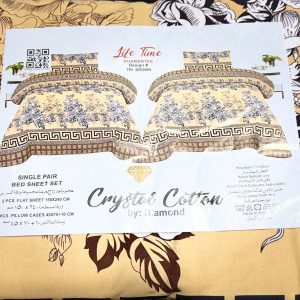 Crystal Gold 4 Pcs Single Bed Sheet Set – Floral Printed