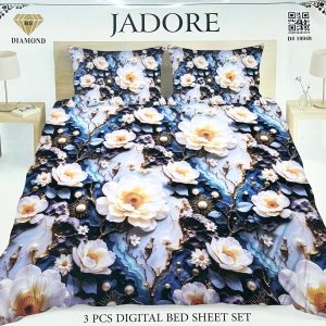 Jadore Diamond 3 Pcs Digital Printed King Size Bed Sheet Set