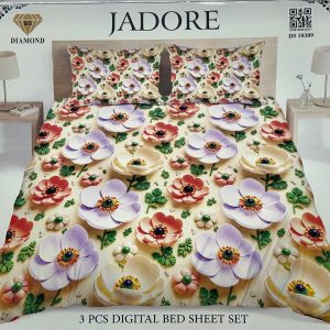 Jadore Diamond 3 Pcs Digital Printed King Size Bed Sheet Set