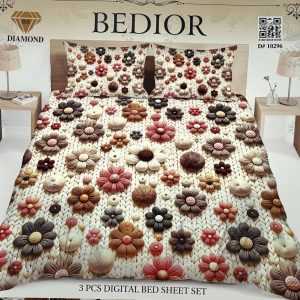 Diamond Crystal 3D Digital Printed King Size Bed Sheet