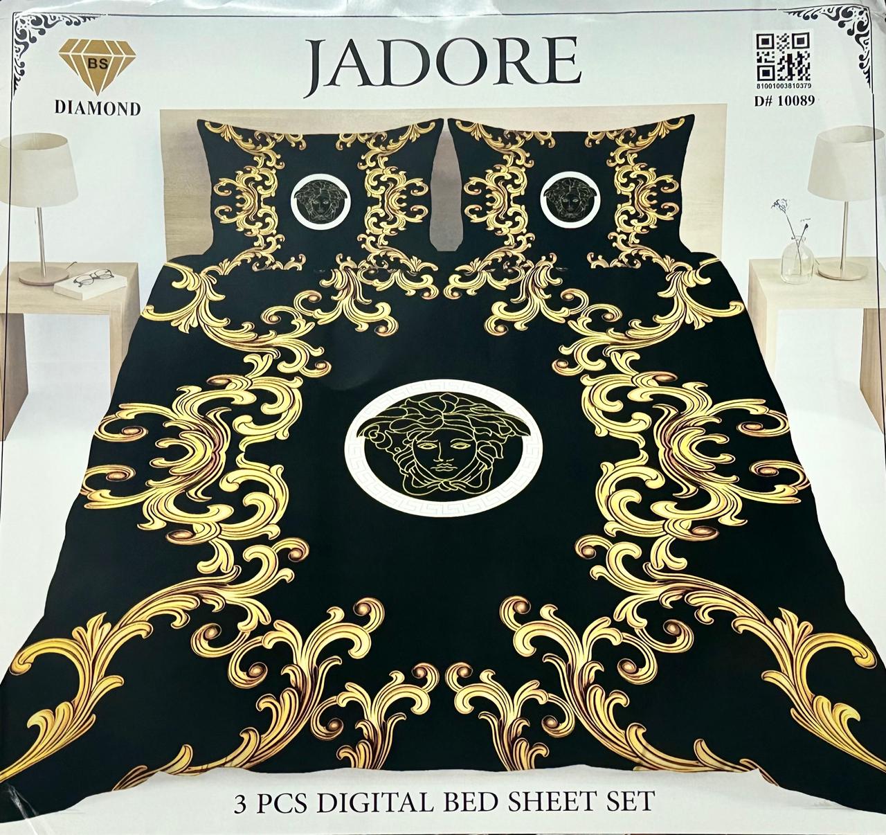 Jadore Diamond 3 Pcs Digital Printed King Size Bed Sheet Set