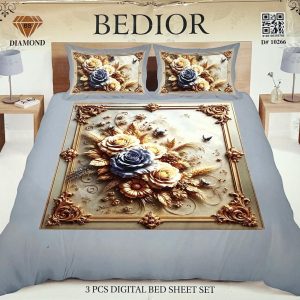 Diamond Crystal 3D Digital Printed King Size Bed Sheet