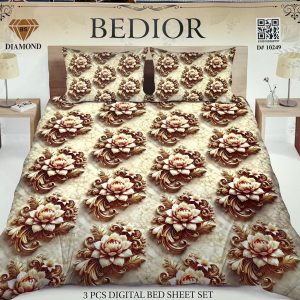 Diamond Crystal 3D Digital Printed King Size Bed Sheet