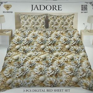 Jadore Diamond 3 Pcs Digital Printed King Size Bed Sheet Set