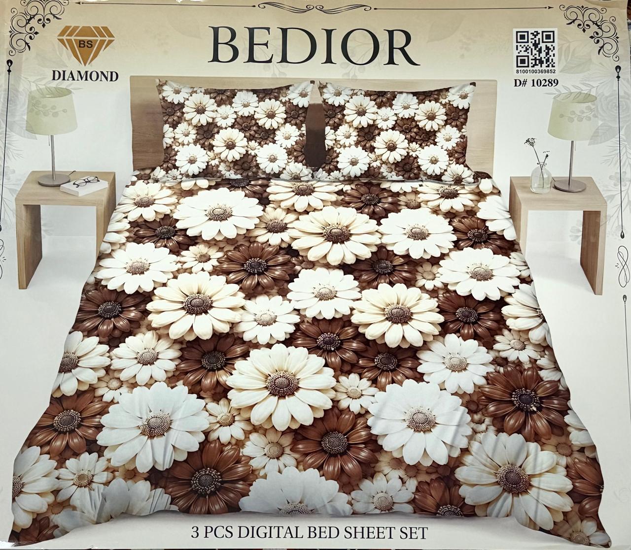 Diamond Crystal 3D Digital Printed King Size Bed Sheet