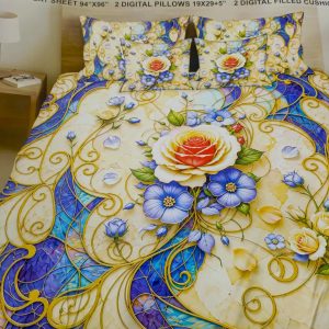 Diamond Crystal 3D Digital Printed King Size Bed Sheet