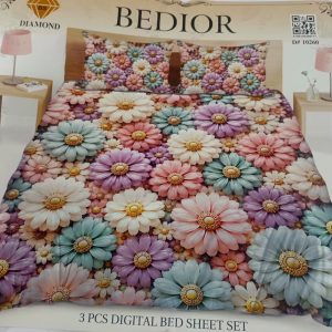 Diamond Crystal 3D Digital Printed King Size Bed Sheet