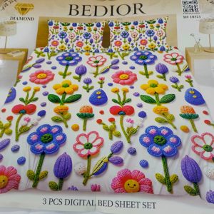 Diamond Crystal 3D Digital Printed King Size Bed Sheet