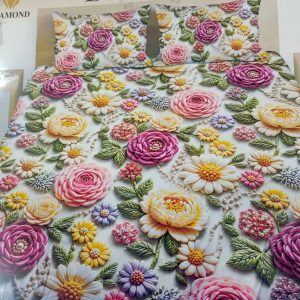 Diamond Crystal 3D Digital Printed King Size Bed Sheet